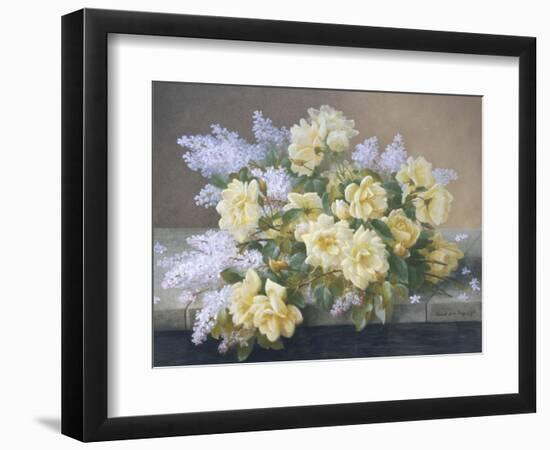 Still Life of Yellow Roses with Lilac-Raoul Victor Maurice Maucherat de Longpre-Framed Giclee Print