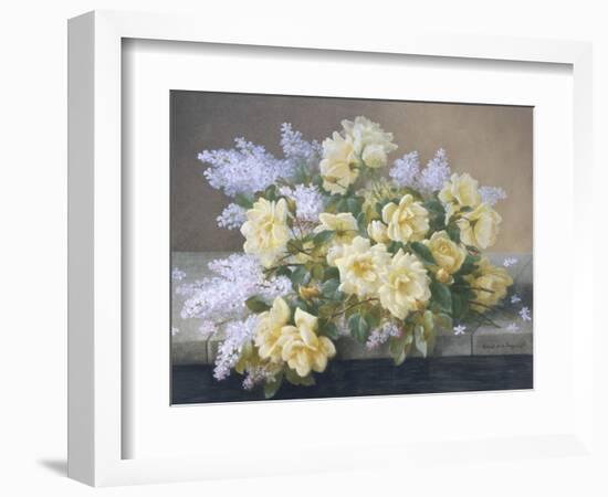 Still Life of Yellow Roses with Lilac-Raoul Victor Maurice Maucherat de Longpre-Framed Giclee Print