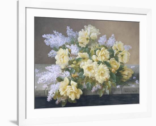 Still Life of Yellow Roses with Lilac-Raoul Victor Maurice Maucherat de Longpre-Framed Giclee Print