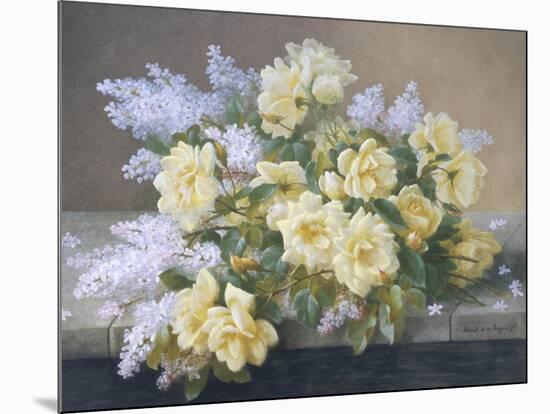 Still Life of Yellow Roses with Lilac-Raoul Victor Maurice Maucherat de Longpre-Mounted Giclee Print