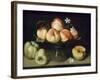 Still Life Peaches Apples and Flowers-Fede Gallzia-Framed Art Print