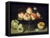 Still Life Peaches Apples and Flowers-Fede Gallzia-Framed Stretched Canvas