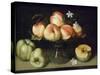 Still Life Peaches Apples and Flowers-Fede Gallzia-Stretched Canvas