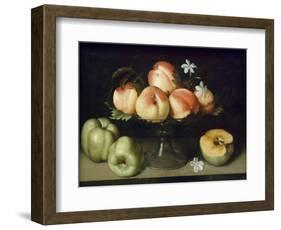 Still Life Peaches Apples and Flowers-Fede Gallzia-Framed Art Print