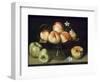 Still Life Peaches Apples and Flowers-Fede Gallzia-Framed Art Print