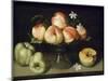 Still Life Peaches Apples and Flowers-Fede Gallzia-Mounted Art Print