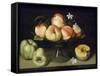 Still Life Peaches Apples and Flowers-Fede Gallzia-Framed Stretched Canvas