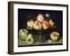 Still Life Peaches Apples and Flowers-Fede Gallzia-Framed Art Print