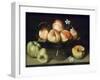 Still Life Peaches Apples and Flowers-Fede Gallzia-Framed Art Print