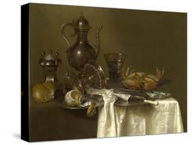 Still Life: Pewter, Silver Vessels and a Crab, Ca 1636-Willem Claesz Heda-Stretched Canvas