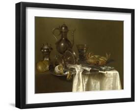 Still Life: Pewter, Silver Vessels and a Crab, Ca 1636-Willem Claesz Heda-Framed Giclee Print