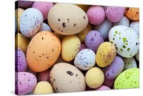 Still Life Photo of Lots of Colourful Speckled Candy Covered Chocolate Easter Eggs-Rtimages-Stretched Canvas