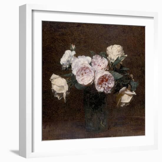 Still Life: Pink, White and Yellow Roses, 1894-Ignace Henri Jean Fantin-Latour-Framed Giclee Print