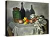 Still Life: Pots, Bottle, Cup and Fruit, circa 1871-Paul Cézanne-Stretched Canvas