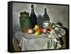 Still Life: Pots, Bottle, Cup and Fruit, circa 1871-Paul Cézanne-Framed Stretched Canvas