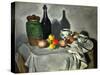 Still Life: Pots, Bottle, Cup and Fruit, circa 1871-Paul Cézanne-Stretched Canvas