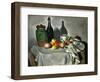 Still Life: Pots, Bottle, Cup and Fruit, circa 1871-Paul Cézanne-Framed Premium Giclee Print