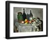 Still Life: Pots, Bottle, Cup and Fruit, circa 1871-Paul Cézanne-Framed Premium Giclee Print