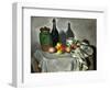 Still Life: Pots, Bottle, Cup and Fruit, circa 1871-Paul Cézanne-Framed Premium Giclee Print