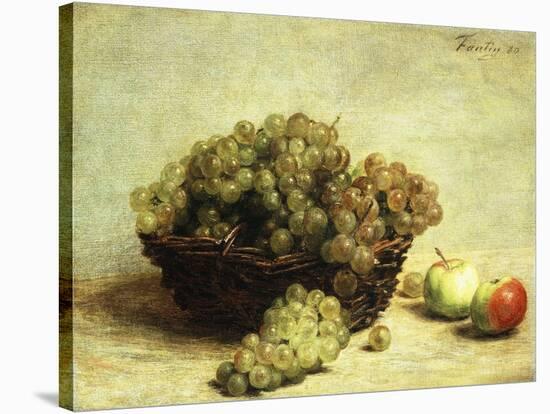 Still-life, Raisins and Apples in a Basket-Henri Fantin-Latour-Stretched Canvas