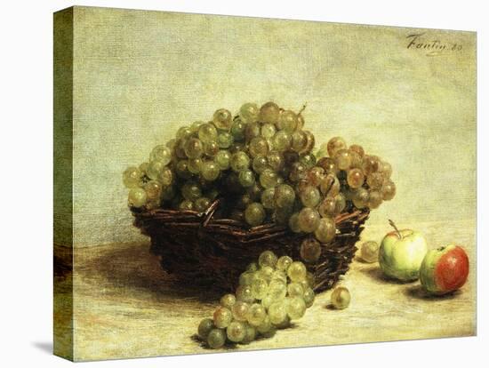 Still-life, Raisins and Apples in a Basket-Henri Fantin-Latour-Stretched Canvas