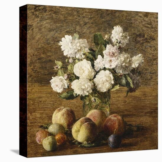 Still Life: Roses and Fruits-Henri Fantin-Latour-Stretched Canvas