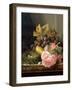 Still Life, Roses, Fruit and Bird's Nest-Edward Ladell-Framed Giclee Print