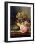 Still Life, Roses, Fruit and Bird's Nest-Edward Ladell-Framed Giclee Print