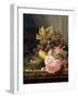 Still Life, Roses, Fruit and Bird's Nest-Edward Ladell-Framed Giclee Print