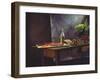 Still Life: Salmon, Olive Oil, Bread & Vegetables on Table-Amos Schliack-Framed Photographic Print