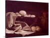 Still Life Showing Brie Cheese-Francois Bonvin-Stretched Canvas