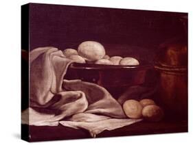 Still Life Showing Brie Cheese-Francois Bonvin-Stretched Canvas