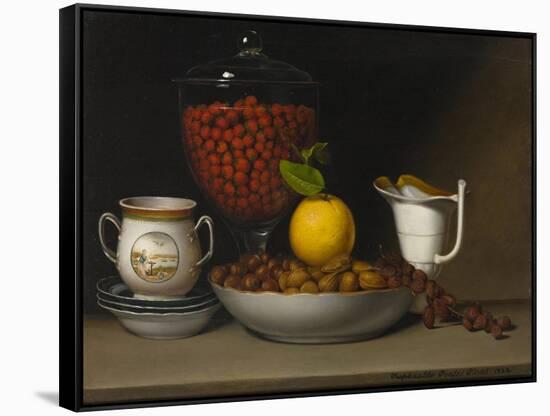 Still Life - Strawberries, Nuts, C.1822-Raphaelle Peale-Framed Stretched Canvas