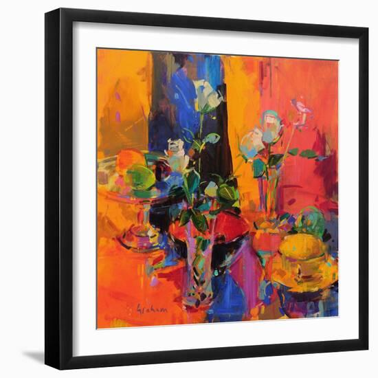 Still Life Table with Roses and Fruit-Peter Graham-Framed Giclee Print