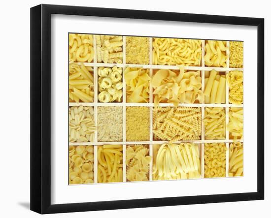 Still Life: Various Types of Pasta in White Typesetter's Case-null-Framed Photographic Print