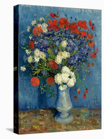 Still Life: Vase with Cornflowers and Poppies, 1887-Vincent van Gogh-Stretched Canvas