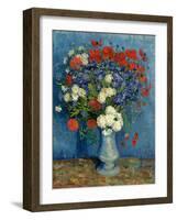 Still Life: Vase with Cornflowers and Poppies, 1887-Vincent van Gogh-Framed Premium Giclee Print