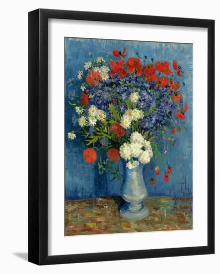 Still Life: Vase with Cornflowers and Poppies, 1887-Vincent van Gogh-Framed Premium Giclee Print