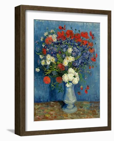 Still Life: Vase with Cornflowers and Poppies, 1887-Vincent van Gogh-Framed Giclee Print