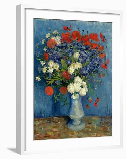 Still Life: Vase with Cornflowers and Poppies, 1887-Vincent van Gogh-Framed Giclee Print