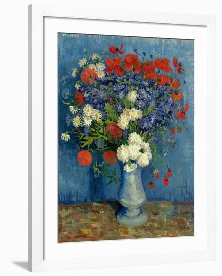 Still Life: Vase with Cornflowers and Poppies, 1887-Vincent van Gogh-Framed Giclee Print