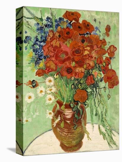 Still Life, Vase with Daisies and Poppies, 1890-null-Stretched Canvas