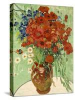 Still Life, Vase with Daisies and Poppies, 1890-null-Stretched Canvas