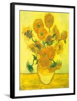 Still Life, Vase With Fifteen Sunflowers-Vincent van Gogh-Framed Art Print