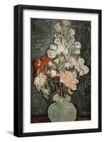 Still Life: Vase with Rose, Mallows-Vincent van Gogh-Framed Giclee Print