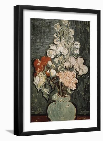 Still Life: Vase with Rose, Mallows-Vincent van Gogh-Framed Giclee Print