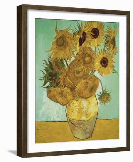Still Life, Vase With Twelve Sunflowers-Vincent Van Gogh-Framed Giclee Print