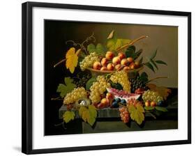 Still Life with a Basket of Fruit, 19th Century-Severin Roesen-Framed Giclee Print