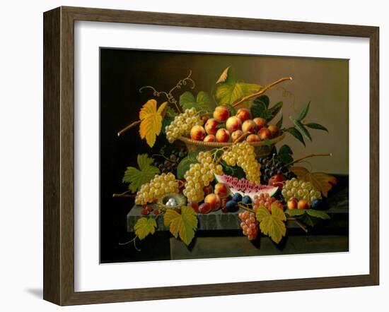 Still Life with a Basket of Fruit, 19th Century-Severin Roesen-Framed Giclee Print