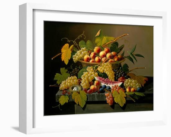 Still Life with a Basket of Fruit, 19th Century-Severin Roesen-Framed Giclee Print